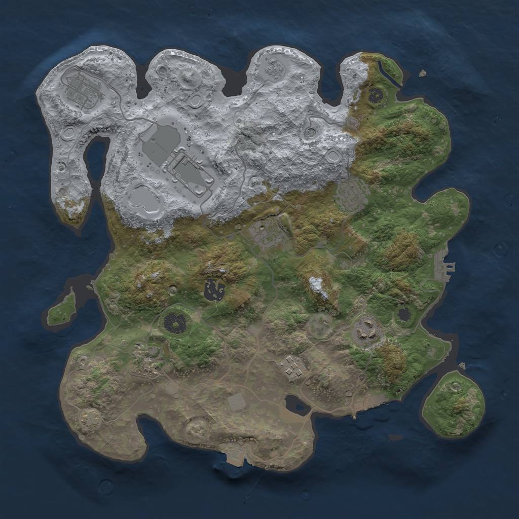 Rust Map: Procedural Map, Size: 3500, Seed: 585957, 16 Monuments