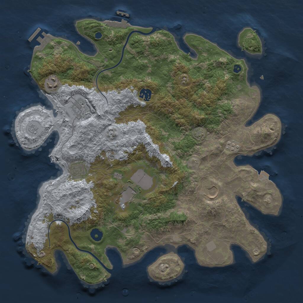 Rust Map: Procedural Map, Size: 3700, Seed: 455769622, 13 Monuments