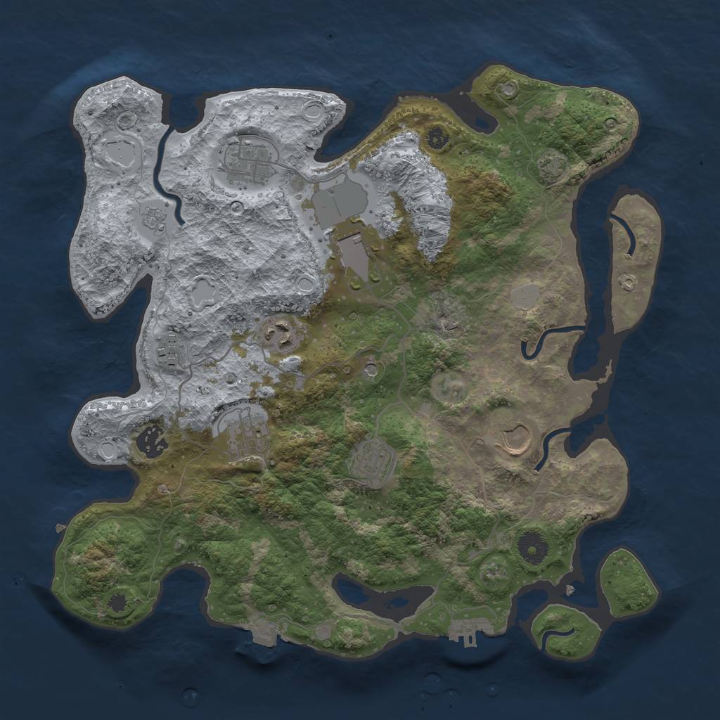 Rust Map: Procedural Map, Size: 3500, Seed: 2384825, 15 Monuments