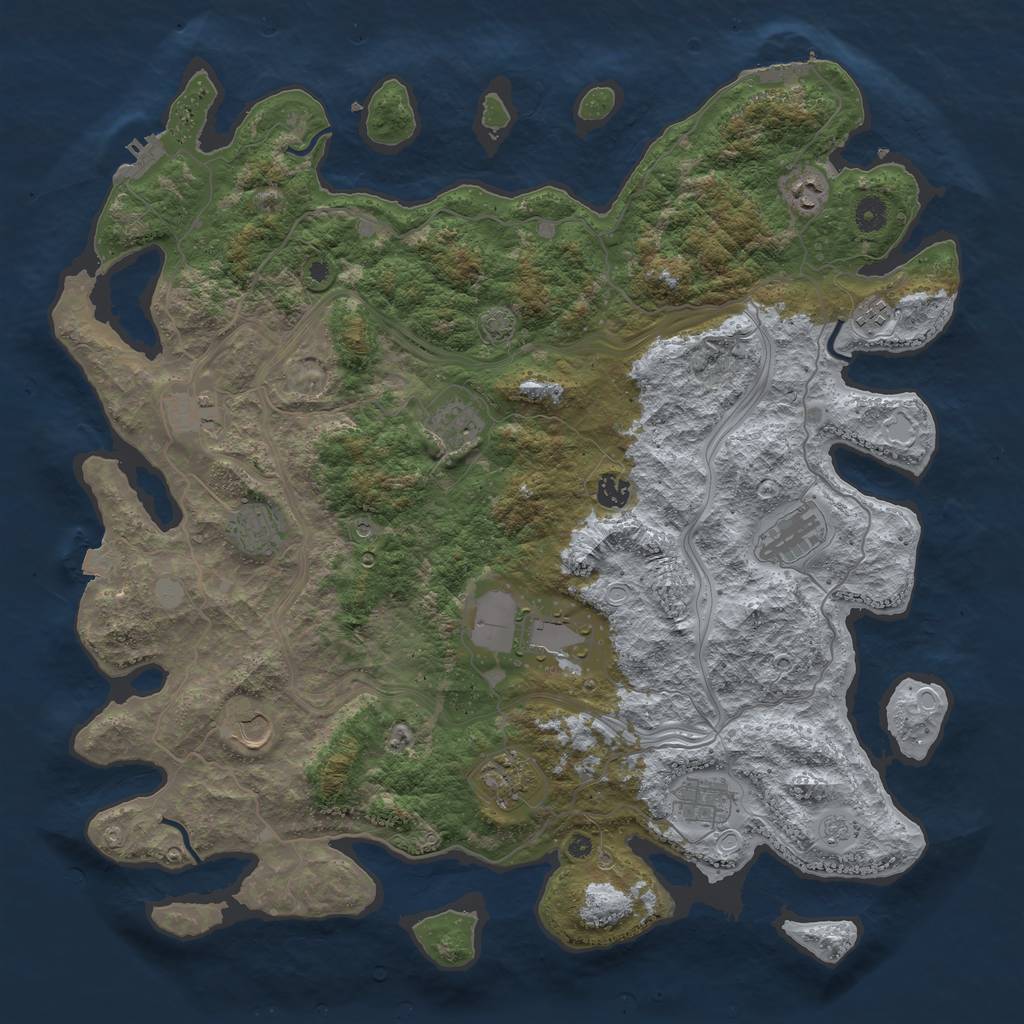 Rust Map: Procedural Map, Size: 4500, Seed: 636132374, 19 Monuments