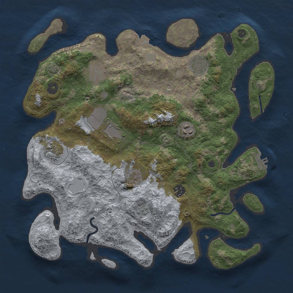 Rust Map: Procedural Map, Size: 3700, Seed: 1819784008, 15 Monuments