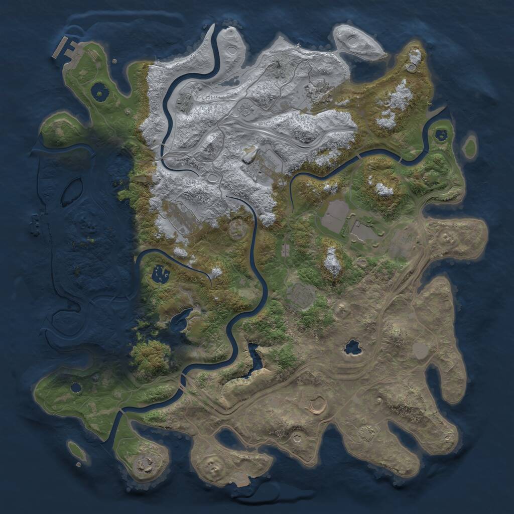 Rust Map: Procedural Map, Size: 4250, Seed: 1143602810, 16 Monuments