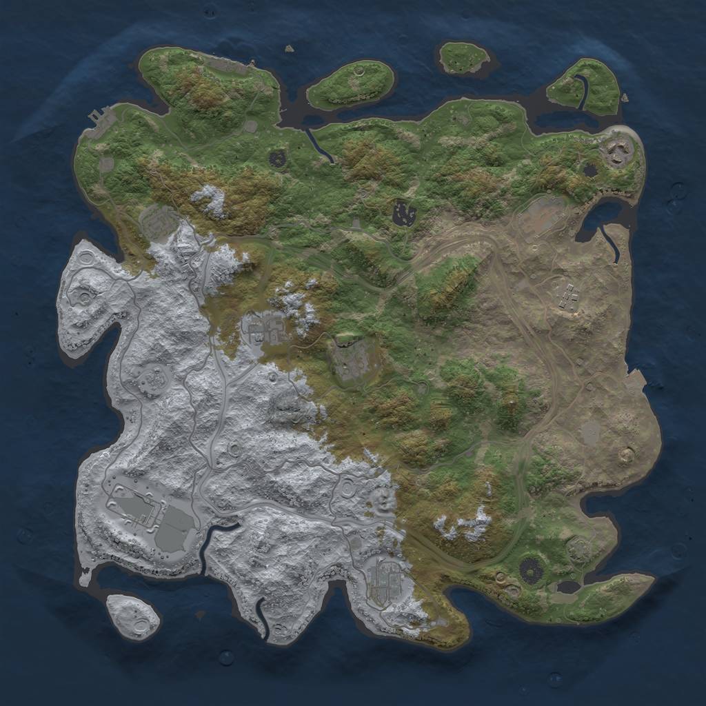 Rust Map: Procedural Map, Size: 4250, Seed: 703197446, 17 Monuments