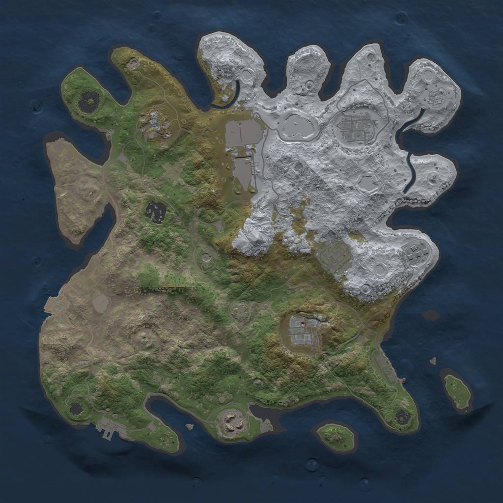 Rust Map: Procedural Map, Size: 3500, Seed: 64769111, 16 Monuments