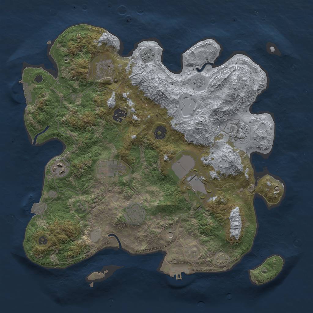 Rust Map: Procedural Map, Size: 3500, Seed: 604181094, 16 Monuments