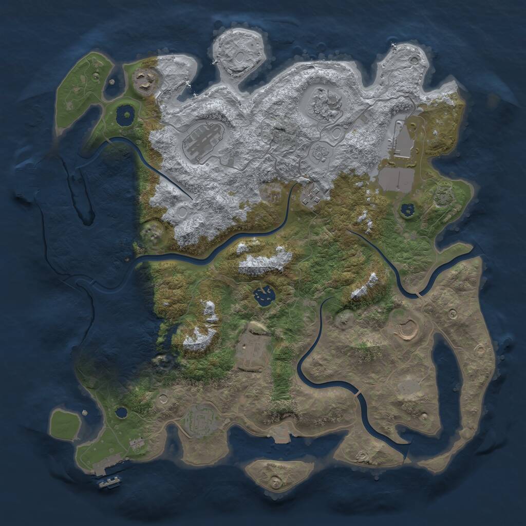Rust Map: Procedural Map, Size: 3850, Seed: 829763655, 15 Monuments