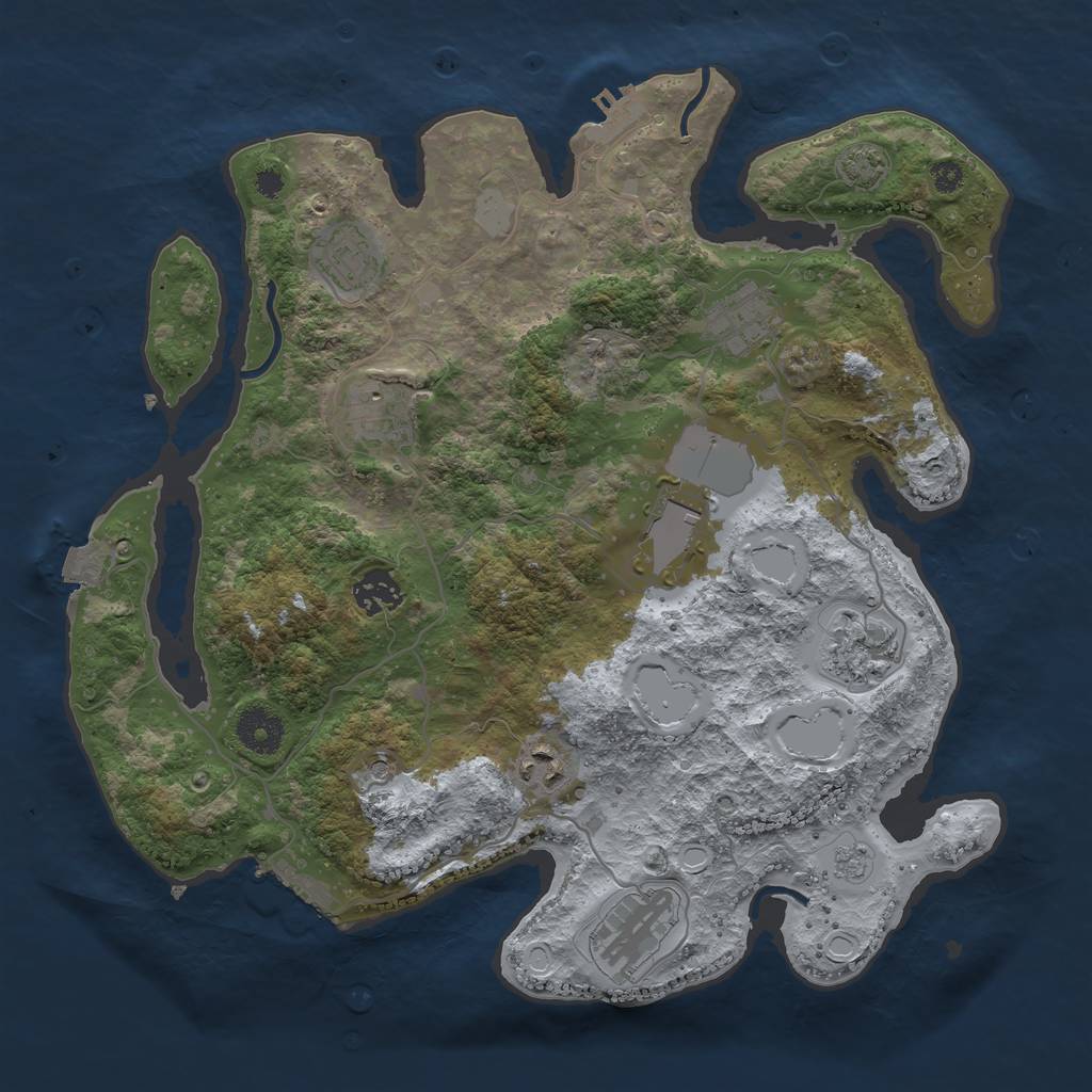 Rust Map: Procedural Map, Size: 3500, Seed: 78983201, 16 Monuments