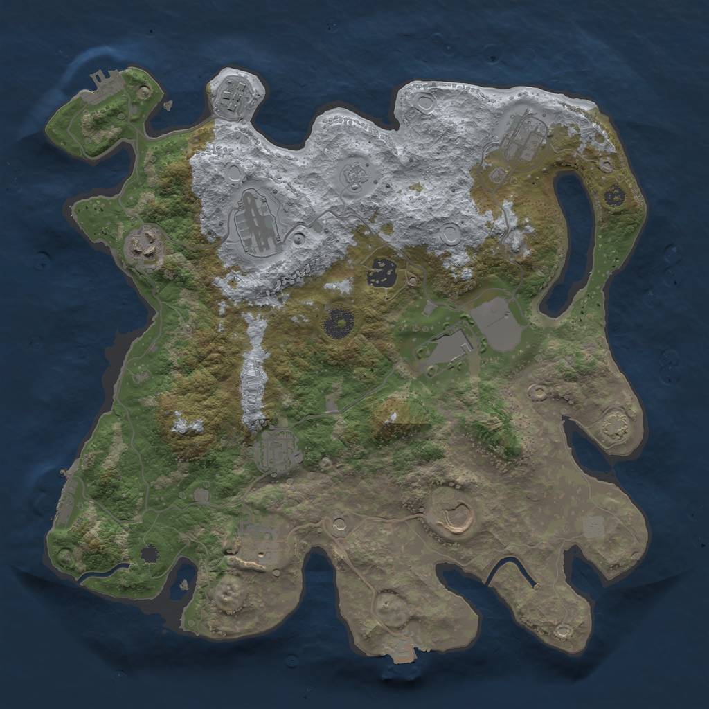 Rust Map: Procedural Map, Size: 3500, Seed: 1109542028, 17 Monuments