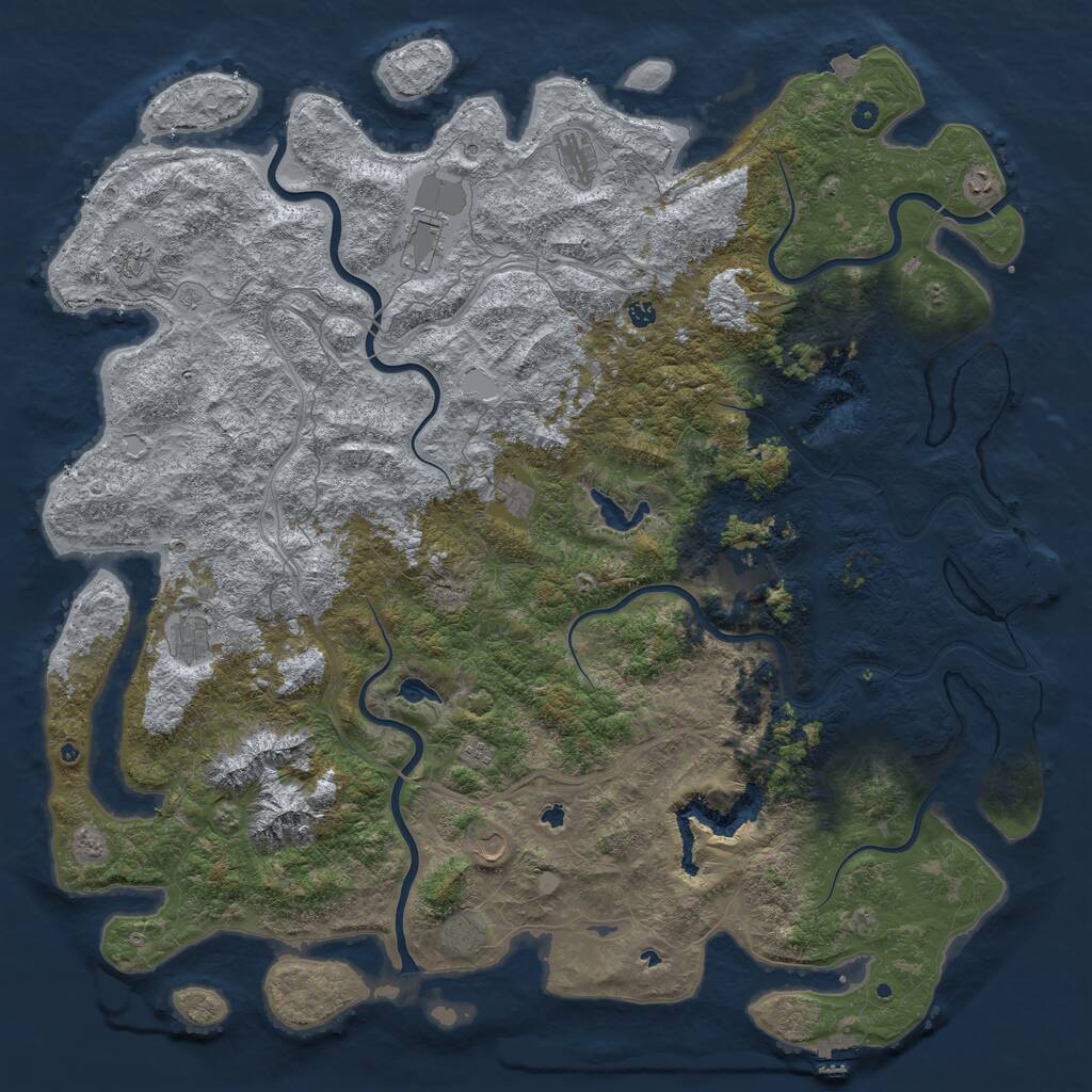 Rust Map: Procedural Map, Size: 6000, Seed: 105, 17 Monuments