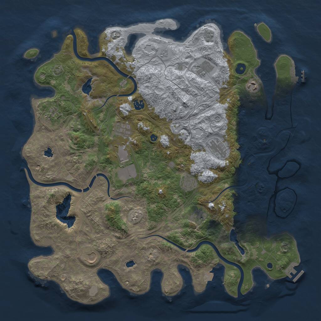 Rust Map: Procedural Map, Size: 4500, Seed: 1057918848, 17 Monuments
