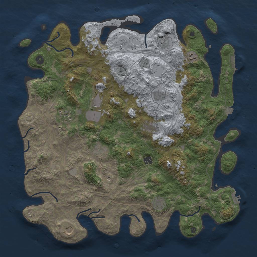 Rust Map: Procedural Map, Size: 4500, Seed: 1057918848, 19 Monuments