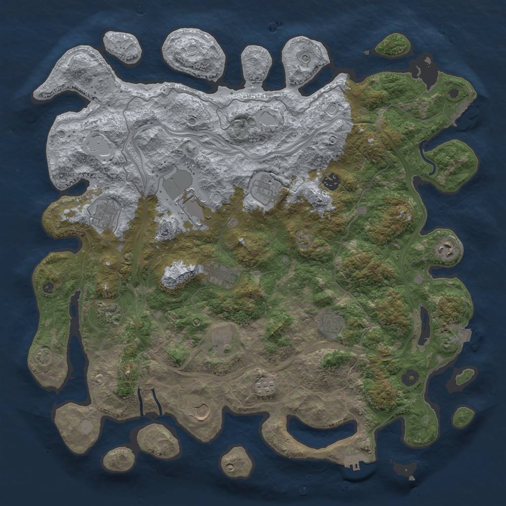 Rust Map: Procedural Map, Size: 4500, Seed: 917018740, 19 Monuments