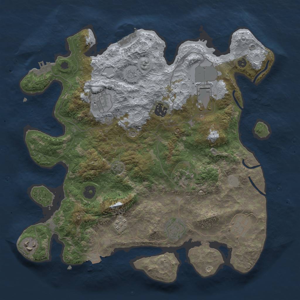 Rust Map: Procedural Map, Size: 3500, Seed: 769649205, 16 Monuments