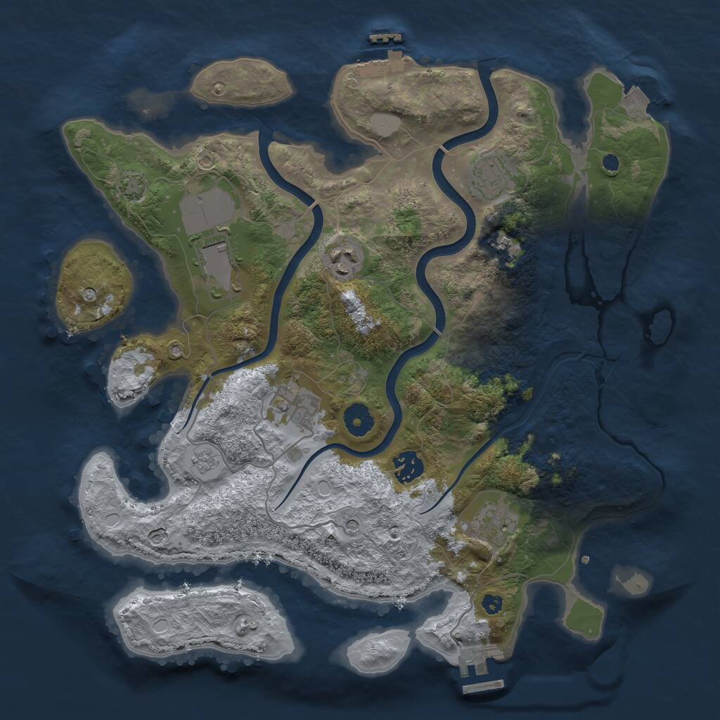 Rust Map: Procedural Map, Size: 3500, Seed: 197572902, 13 Monuments