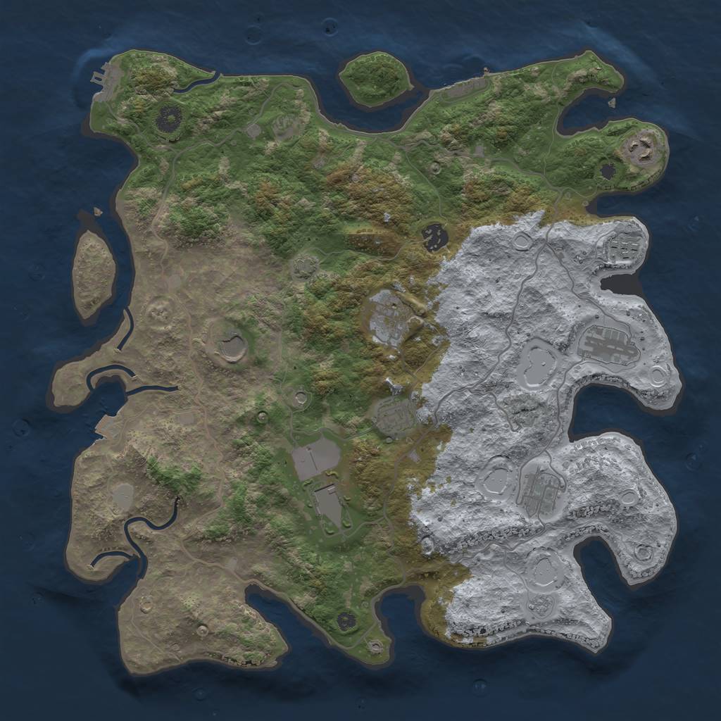 Rust Map: Procedural Map, Size: 4000, Seed: 1289590937, 17 Monuments