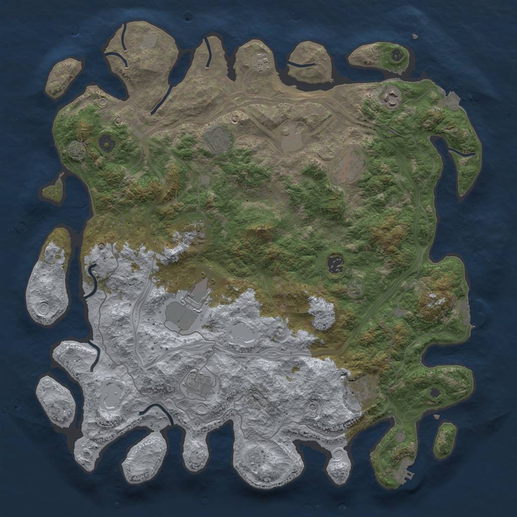 Rust Map: Procedural Map, Size: 4500, Seed: 2008498355, 18 Monuments