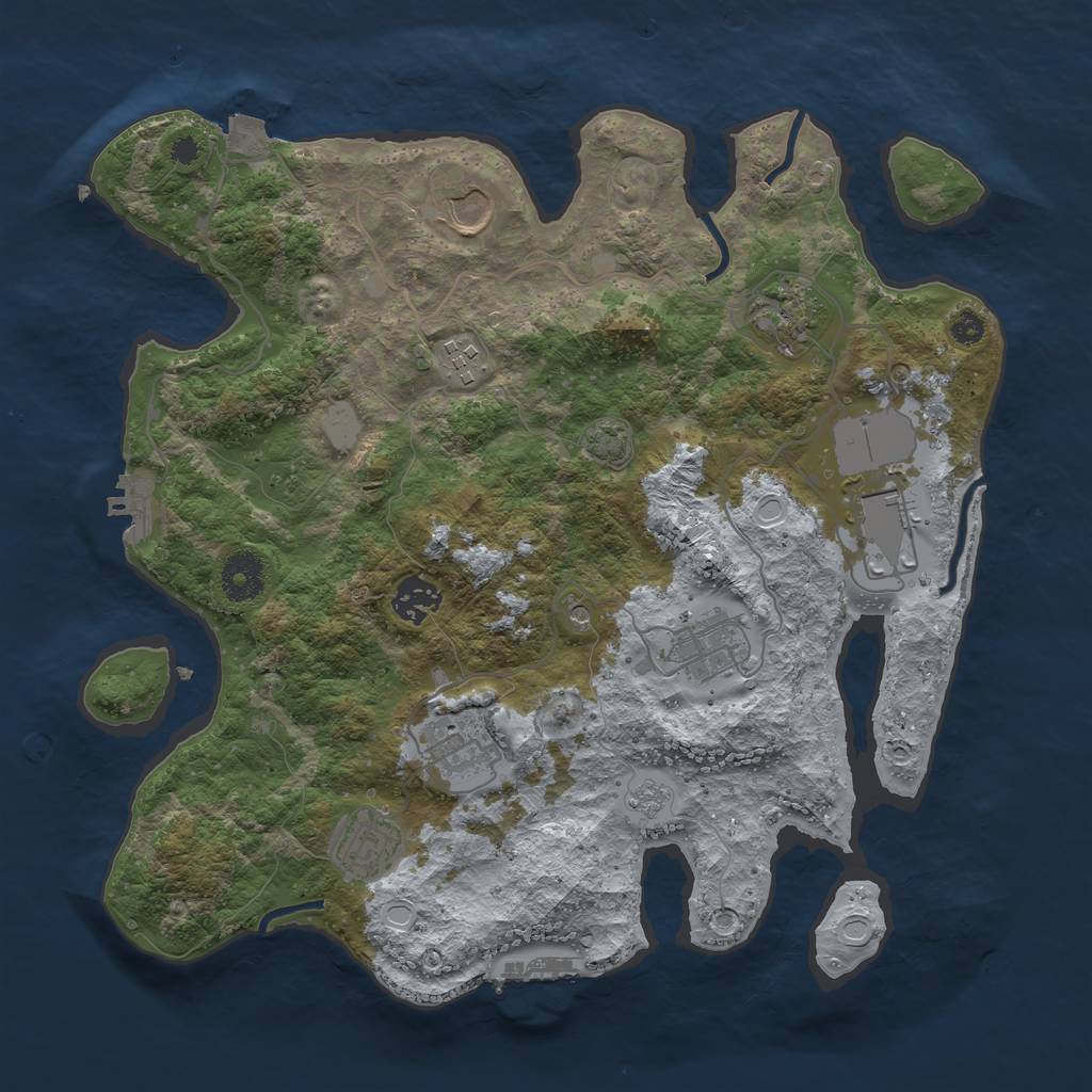 Rust Map: Procedural Map, Size: 3500, Seed: 1231107431, 16 Monuments