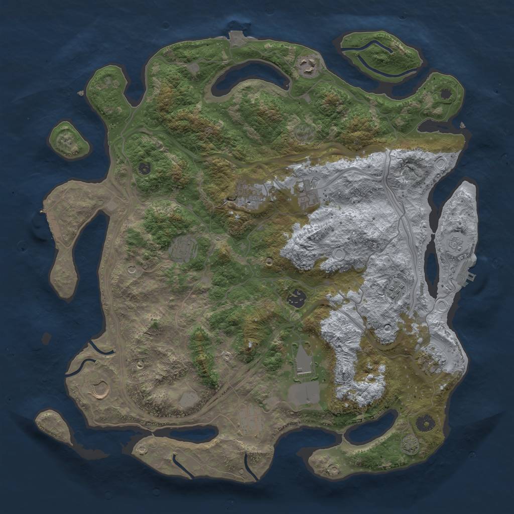 Rust Map: Procedural Map, Size: 4250, Seed: 1561435513, 18 Monuments