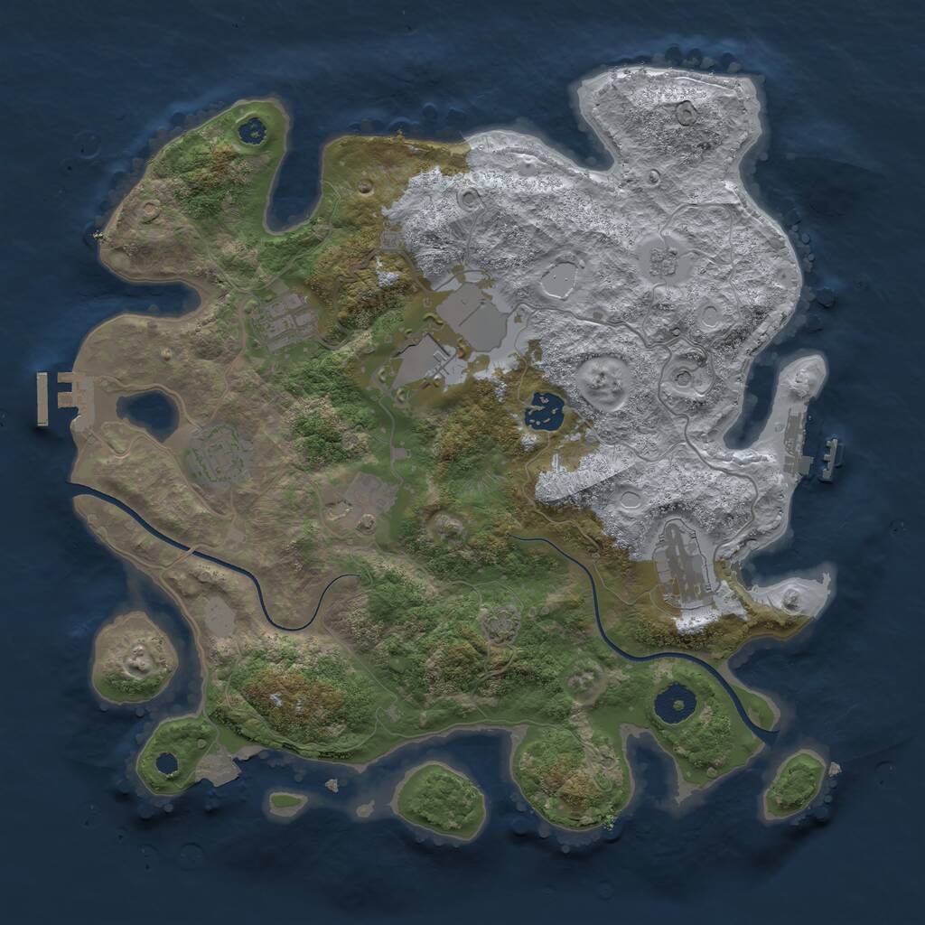 Rust Map: Procedural Map, Size: 3500, Seed: 249172342, 12 Monuments