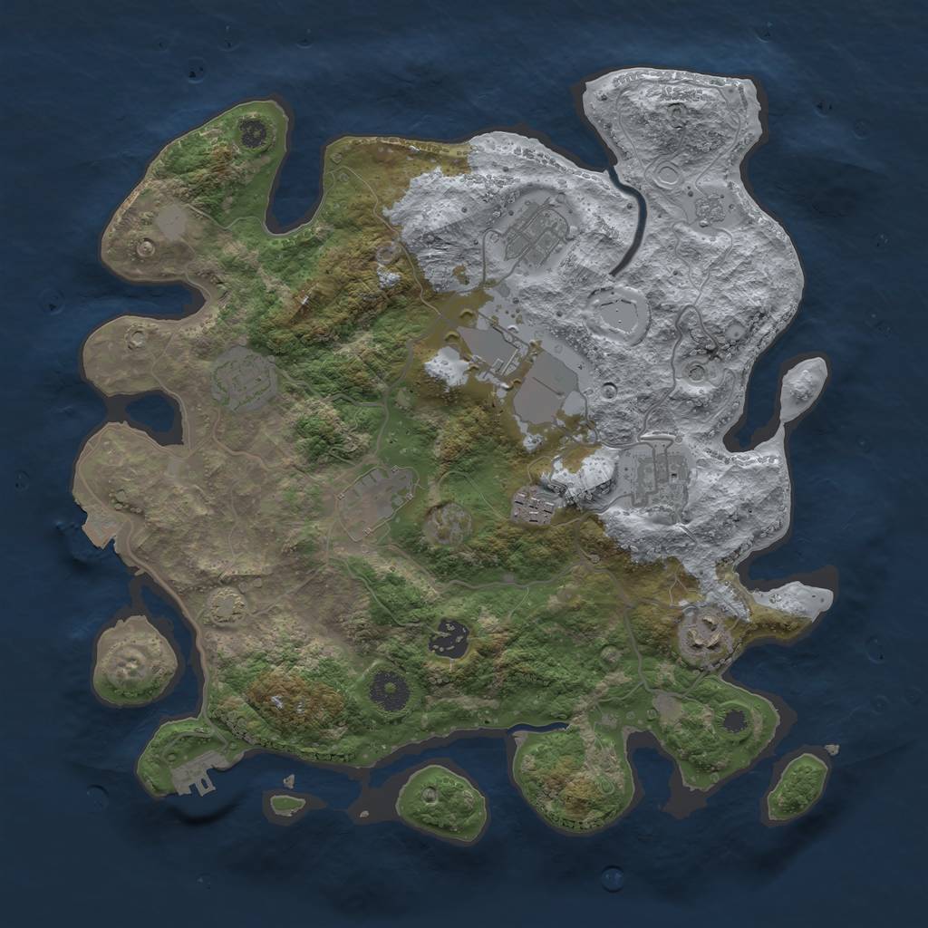 Rust Map: Procedural Map, Size: 3500, Seed: 249172342, 15 Monuments