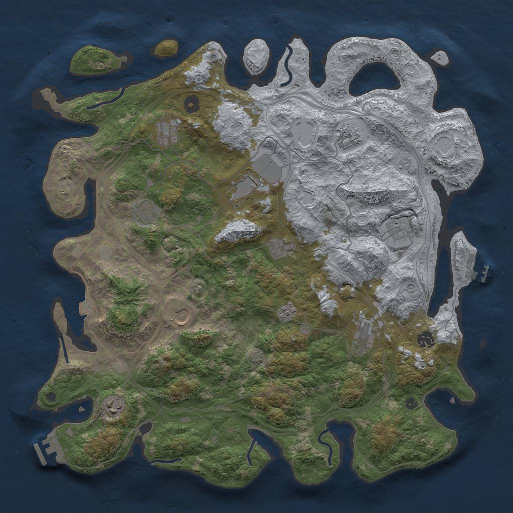 Rust Map: Procedural Map, Size: 4500, Seed: 9347821, 19 Monuments