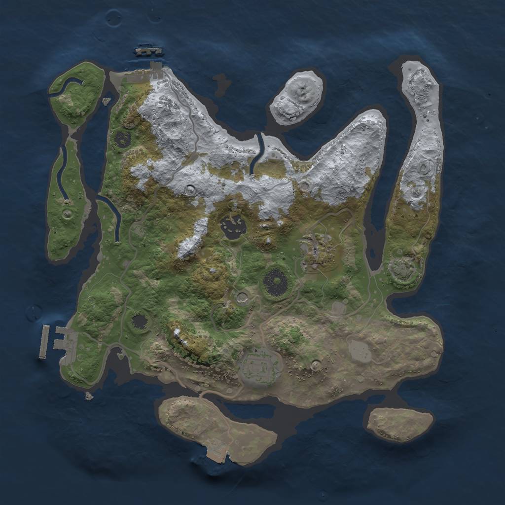 Rust Map: Procedural Map, Size: 3000, Seed: 6665, 10 Monuments