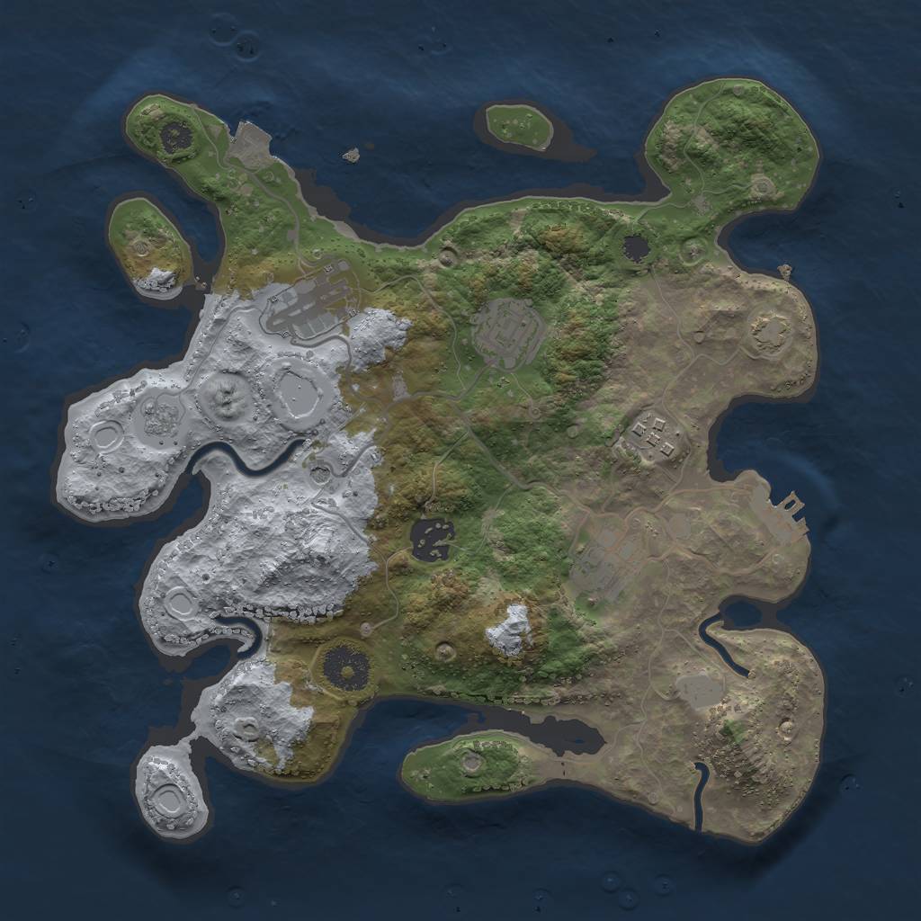 Rust Map: Procedural Map, Size: 3000, Seed: 1623370, 12 Monuments