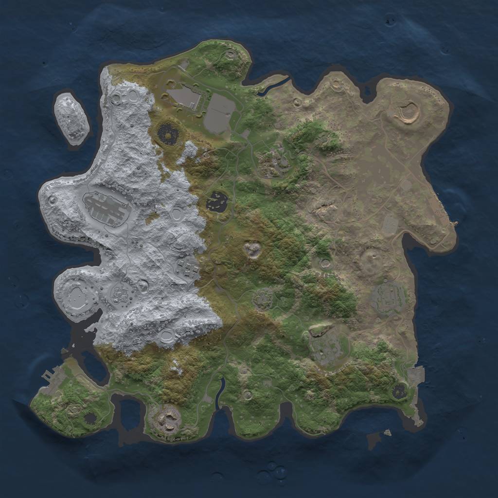 Rust Map: Procedural Map, Size: 3500, Seed: 574339450, 17 Monuments