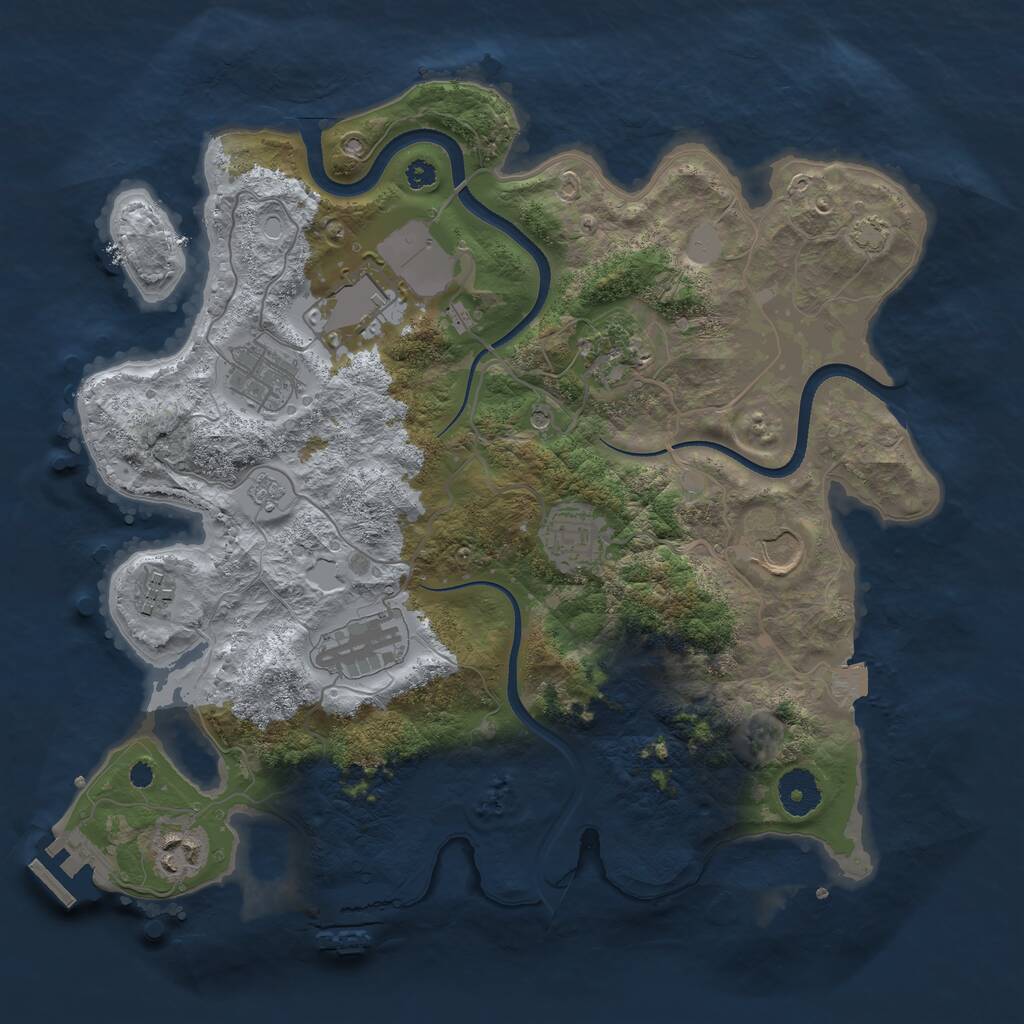 Rust Map: Procedural Map, Size: 3500, Seed: 574339450, 14 Monuments