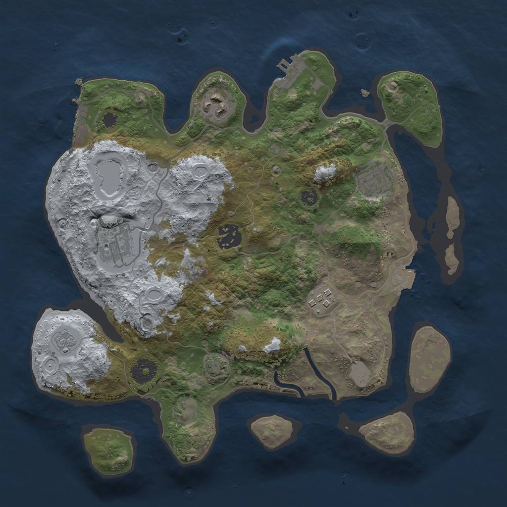 Rust Map: Procedural Map, Size: 3000, Seed: 100469858, 13 Monuments