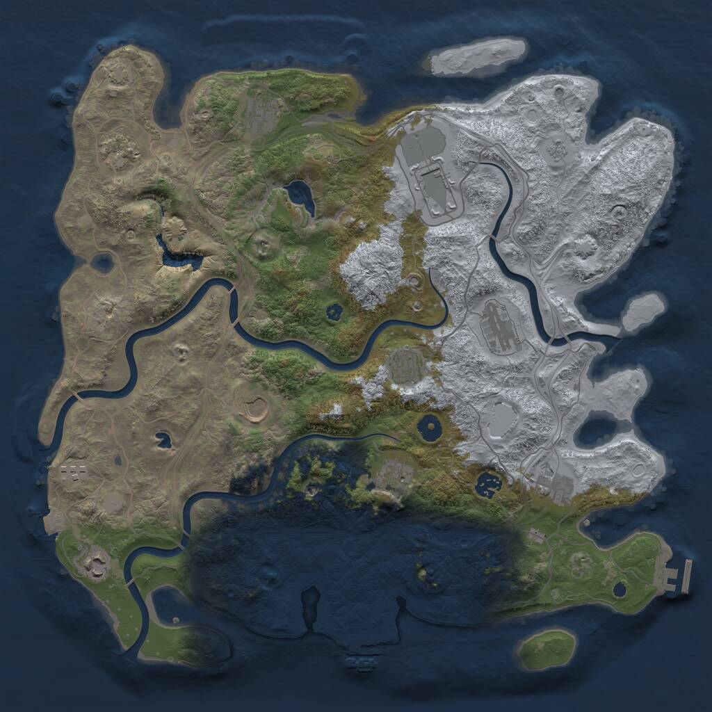 Rust Map: Procedural Map, Size: 4250, Seed: 36641197, 17 Monuments