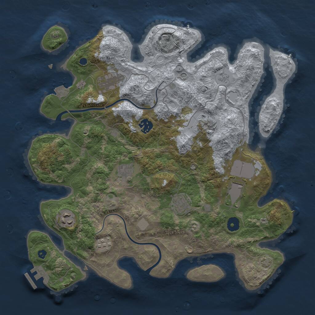 Rust Map: Procedural Map, Size: 3500, Seed: 1739701313, 13 Monuments