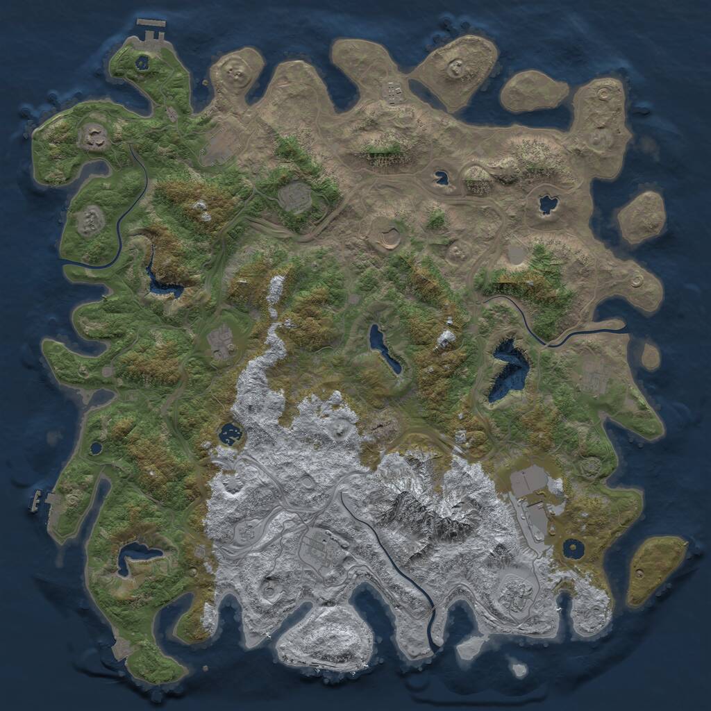 Rust Map: Procedural Map, Size: 5000, Seed: 2106076643, 17 Monuments