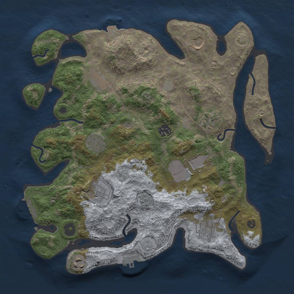 Rust Map: Procedural Map, Size: 3500, Seed: 155640684, 18 Monuments