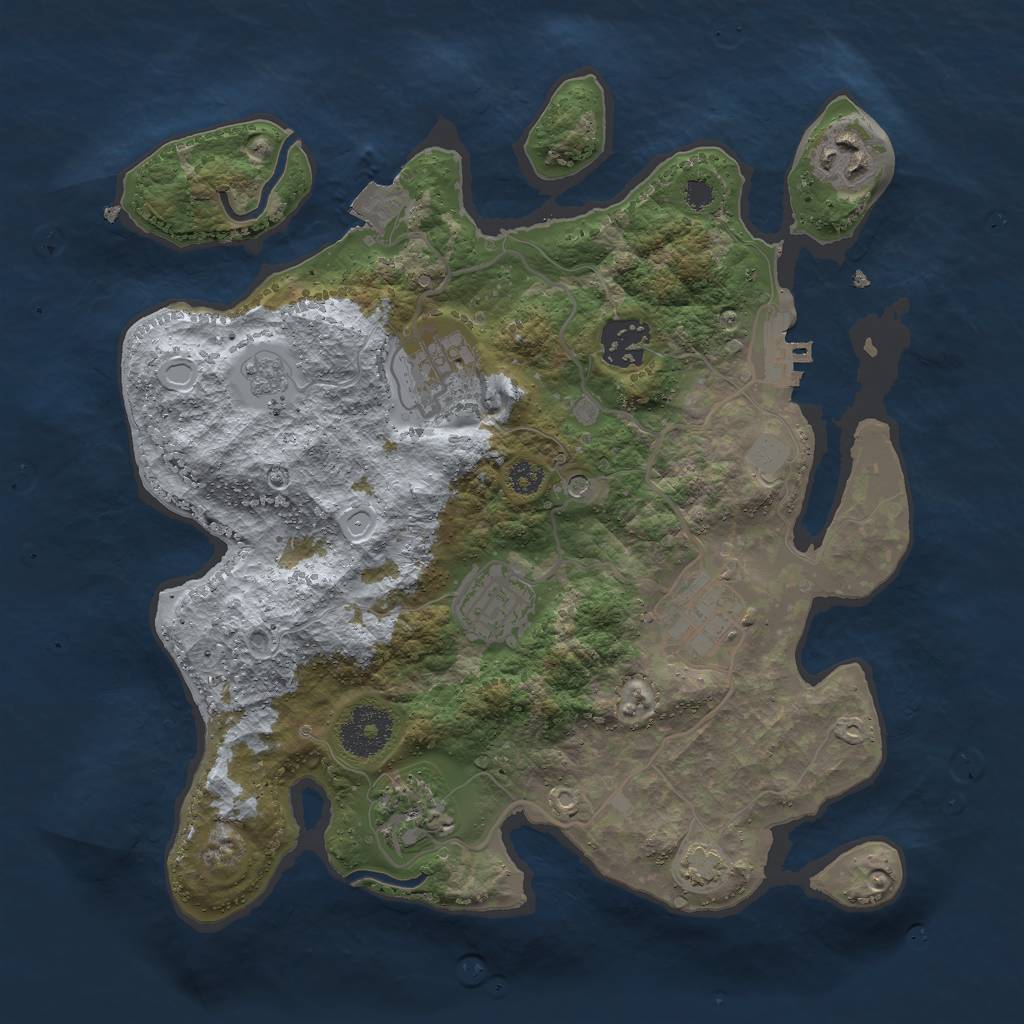 Rust Map: Procedural Map, Size: 3000, Seed: 5728, 13 Monuments