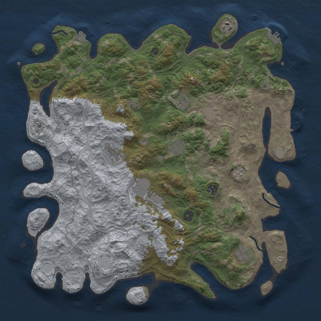 Rust Map: Procedural Map, Size: 4500, Seed: 17833499, 18 Monuments