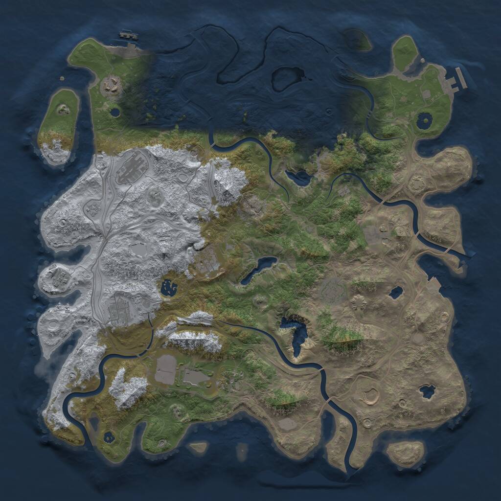 Rust Map: Procedural Map, Size: 4500, Seed: 465246972, 17 Monuments