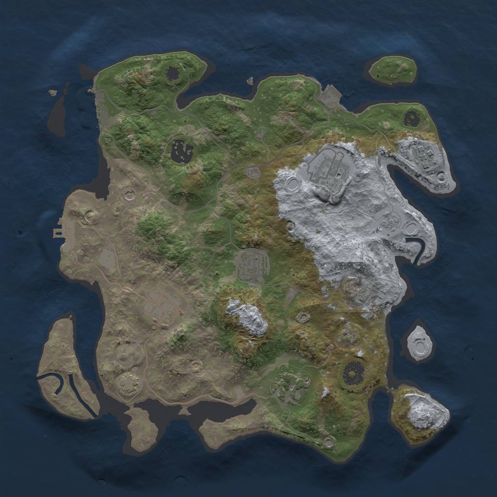 Rust Map: Procedural Map, Size: 3200, Seed: 11921625, 14 Monuments