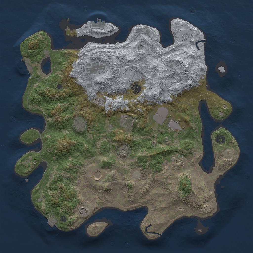 Rust Map: Procedural Map, Size: 4000, Seed: 2719580, 17 Monuments