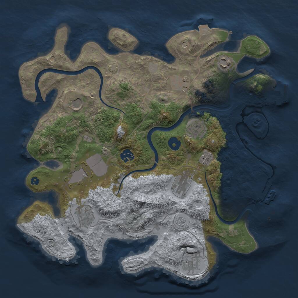Rust Map: Procedural Map, Size: 3500, Seed: 2139258630, 16 Monuments