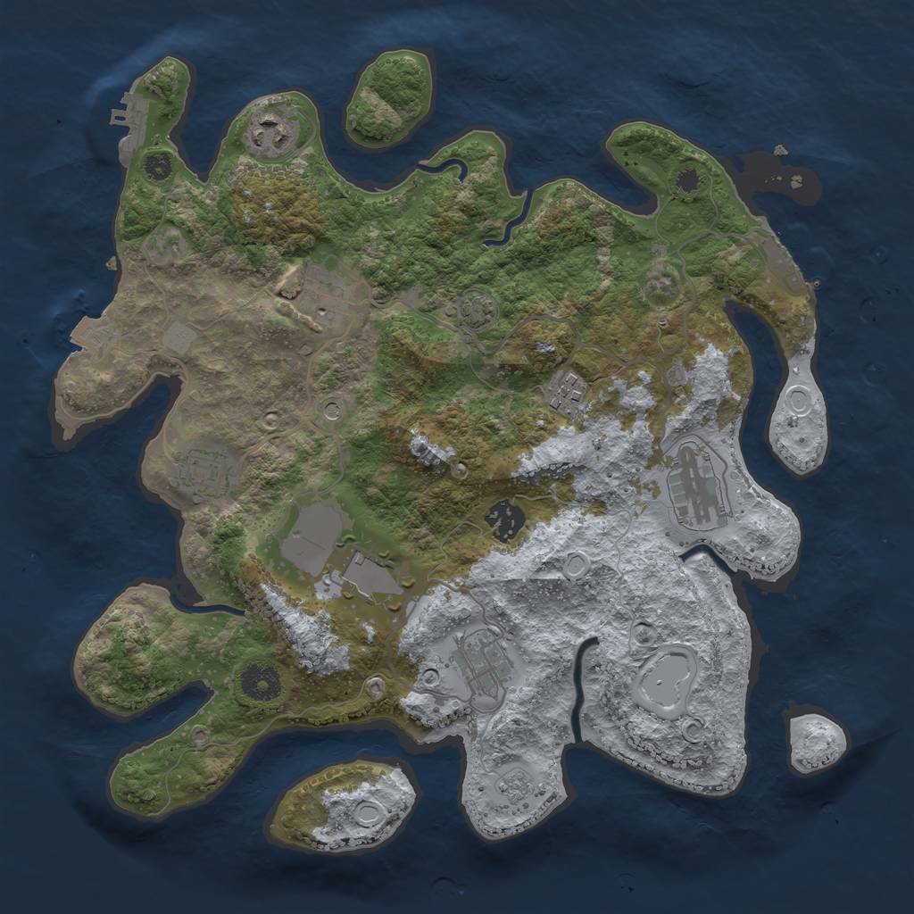 Rust Map: Procedural Map, Size: 3500, Seed: 1874316282, 16 Monuments