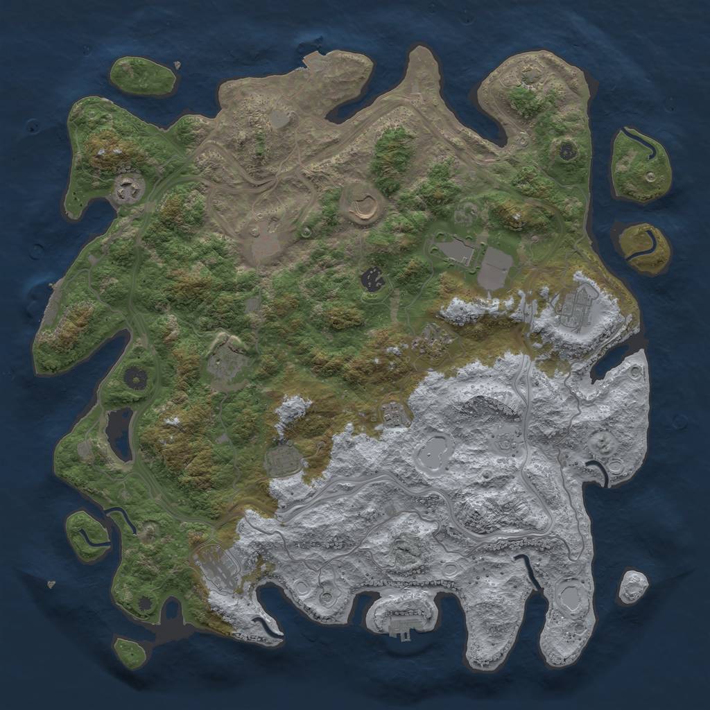 Rust Map: Procedural Map, Size: 4500, Seed: 4453256, 19 Monuments