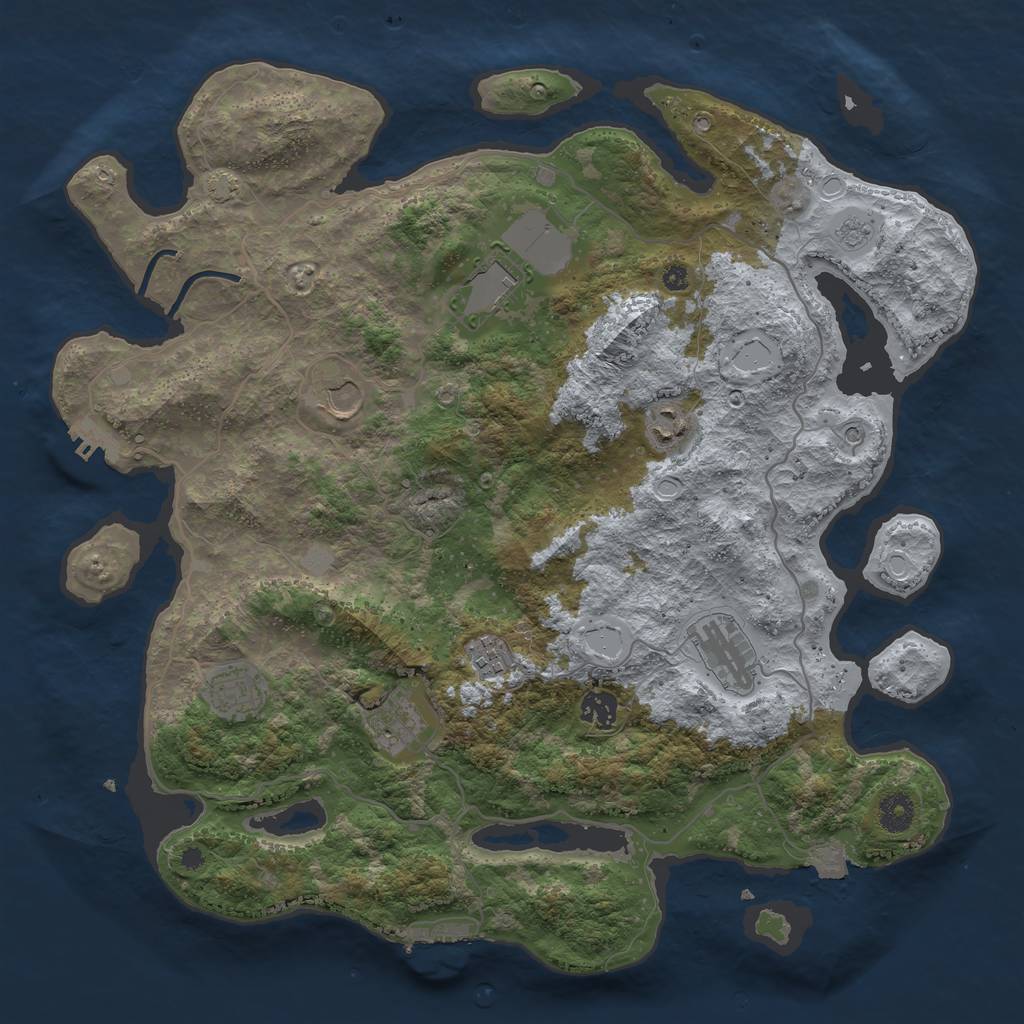 Rust Map: Procedural Map, Size: 4000, Seed: 63942881, 16 Monuments
