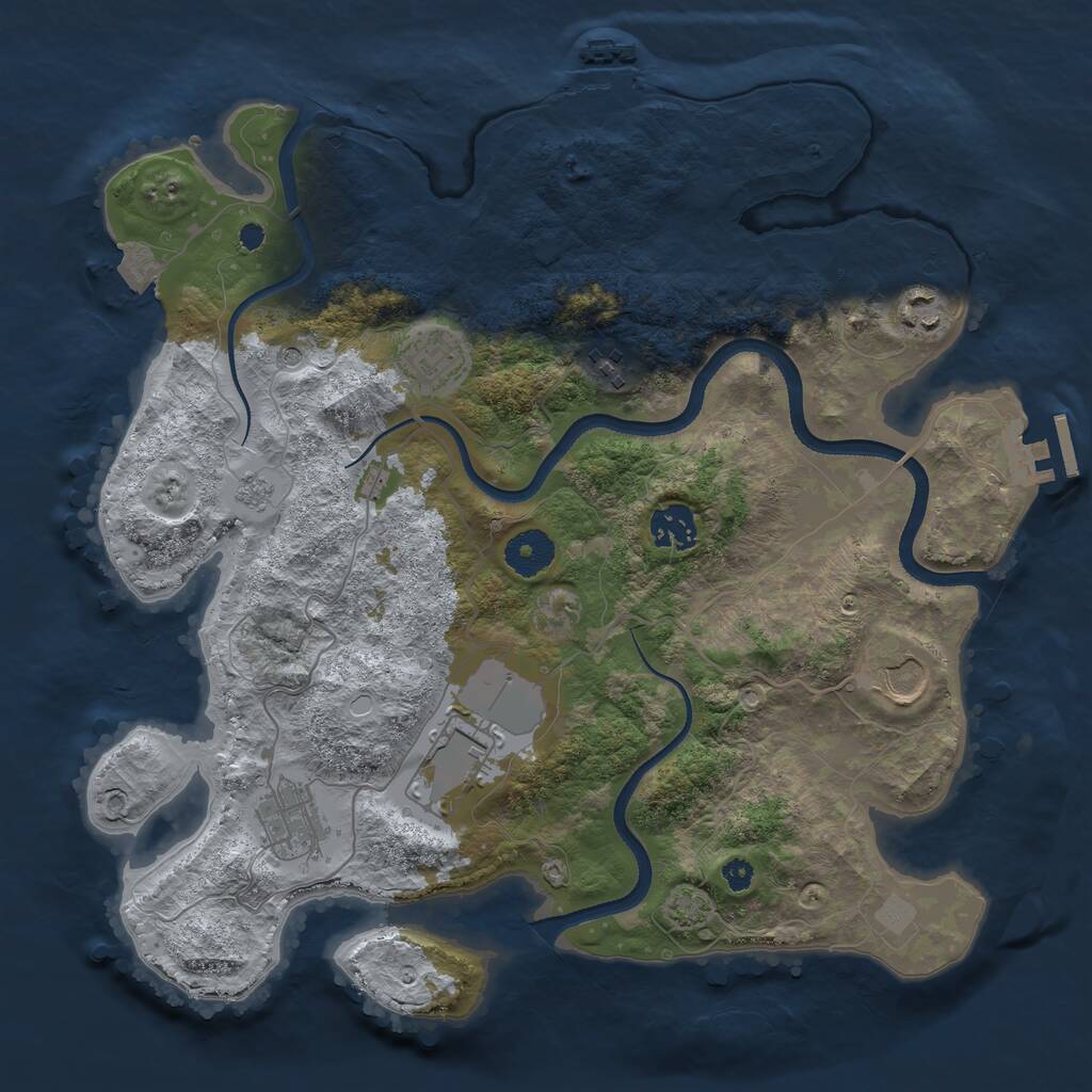 Rust Map: Procedural Map, Size: 3500, Seed: 568949429, 15 Monuments