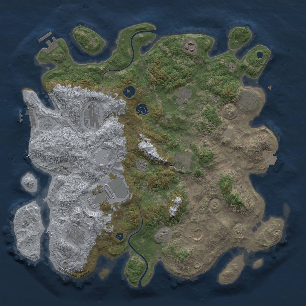 Rust Map: Procedural Map, Size: 3964, Seed: 4567, 16 Monuments