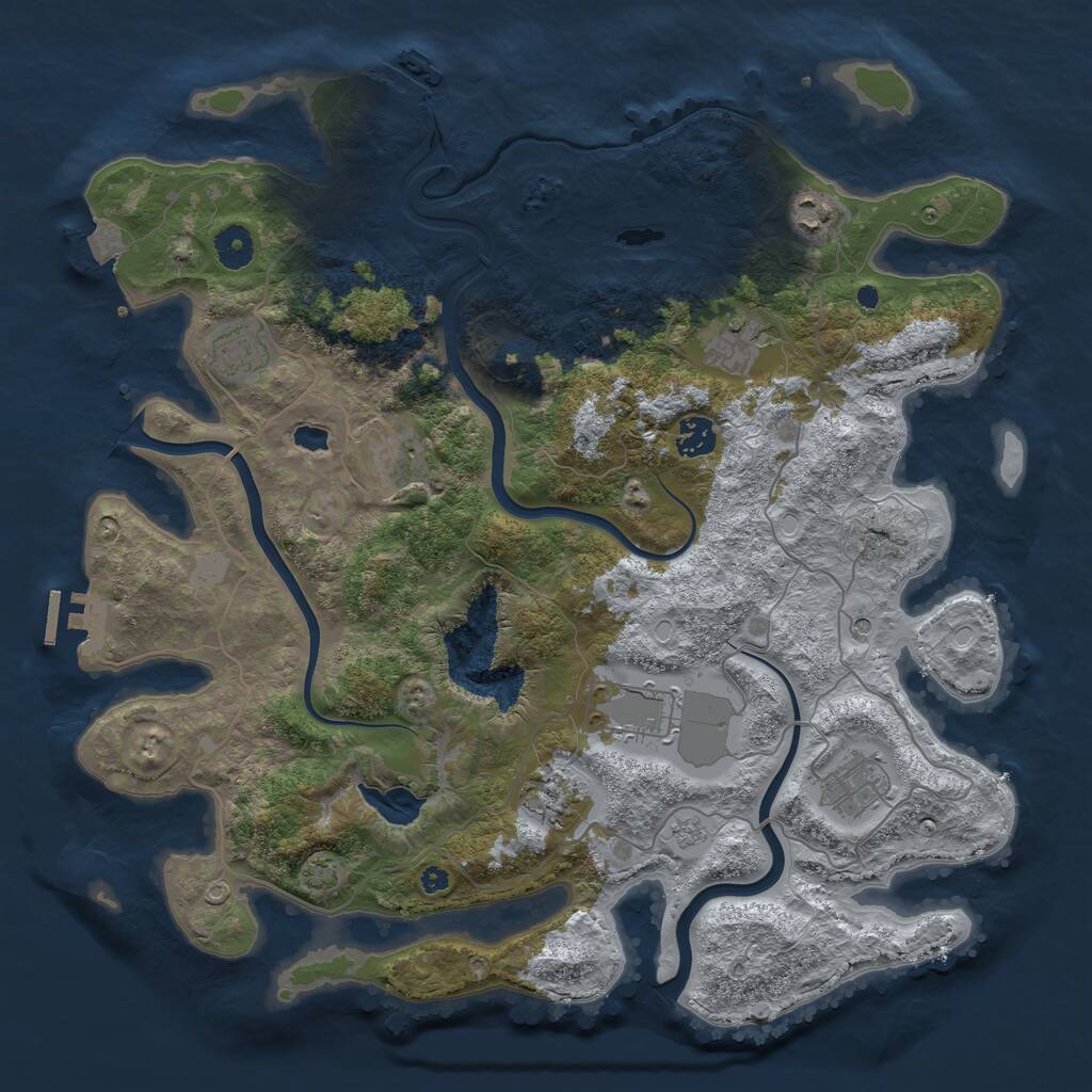 Rust Map: Procedural Map, Size: 4000, Seed: 1950231192, 15 Monuments