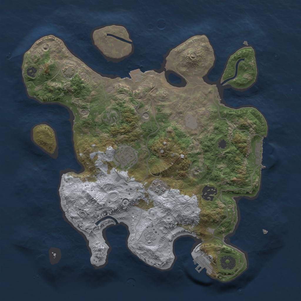Rust Map: Procedural Map, Size: 3000, Seed: 2009535650, 11 Monuments