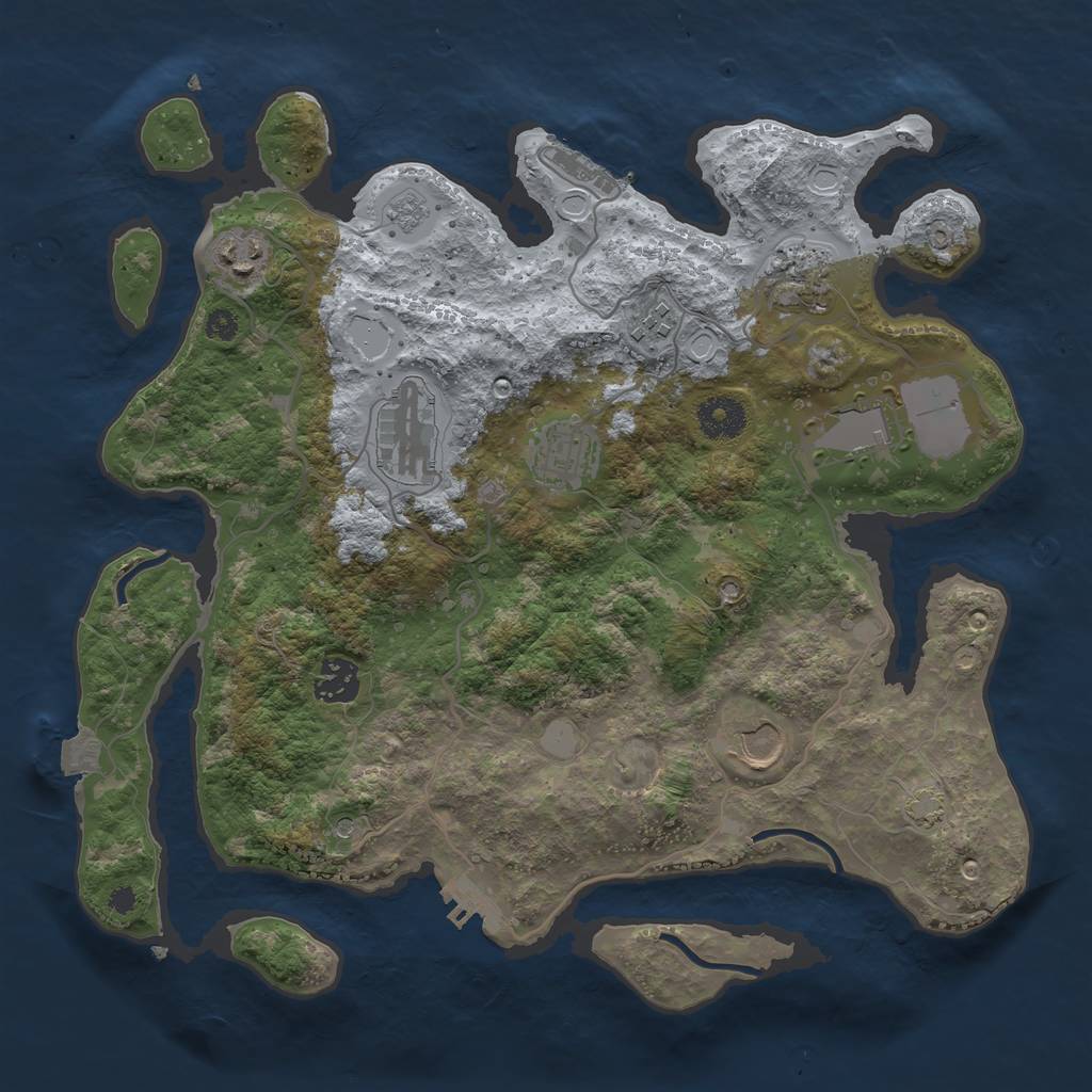 Rust Map: Procedural Map, Size: 3500, Seed: 396211504, 16 Monuments