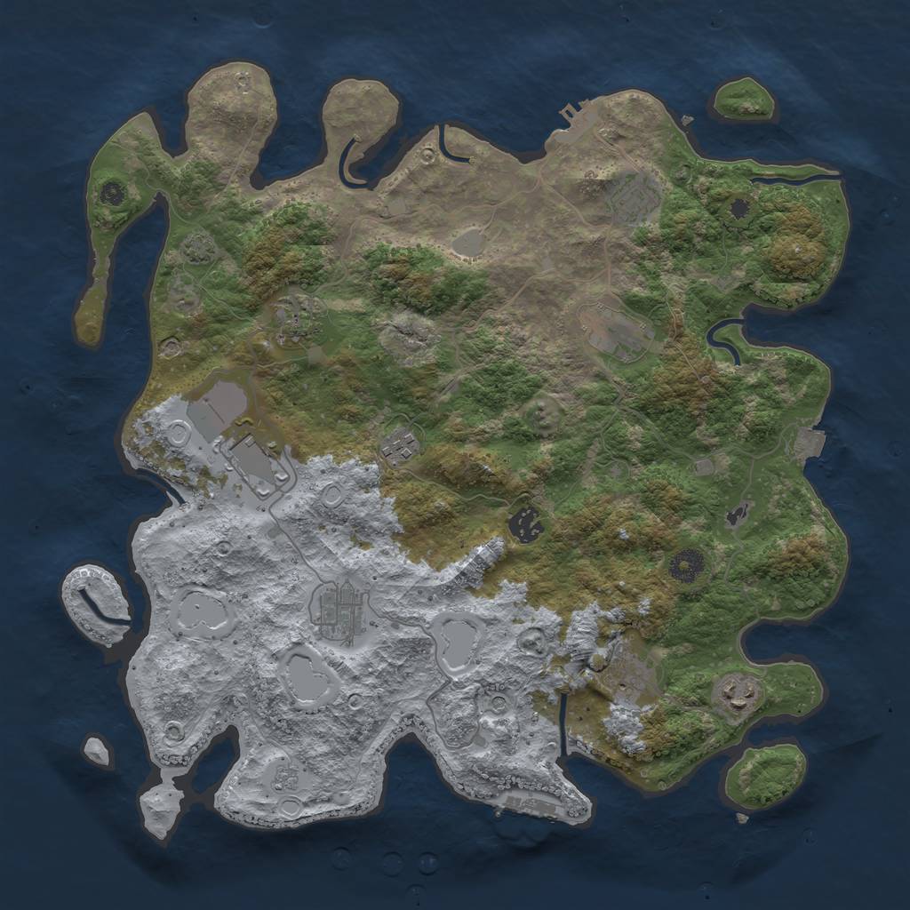Rust Map: Procedural Map, Size: 3950, Seed: 521472, 17 Monuments