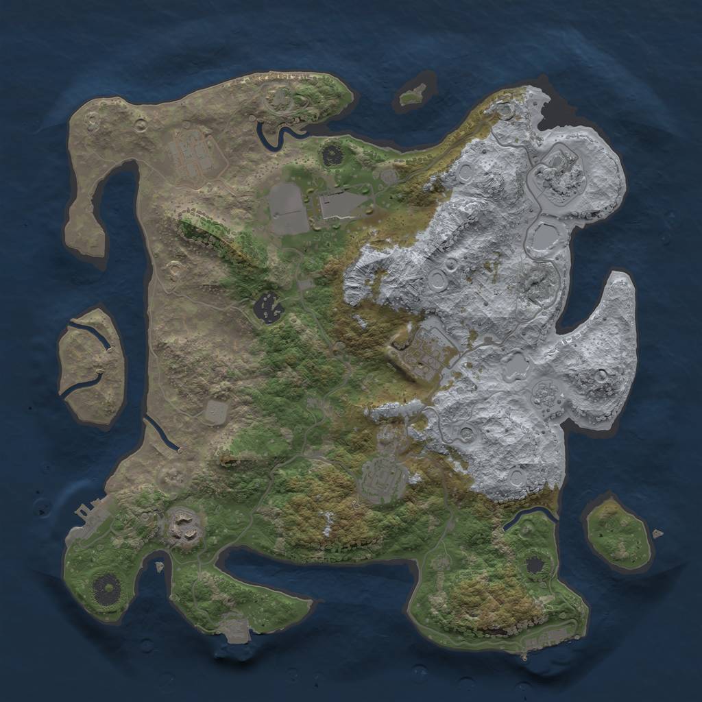 Rust Map: Procedural Map, Size: 3500, Seed: 844627535, 15 Monuments